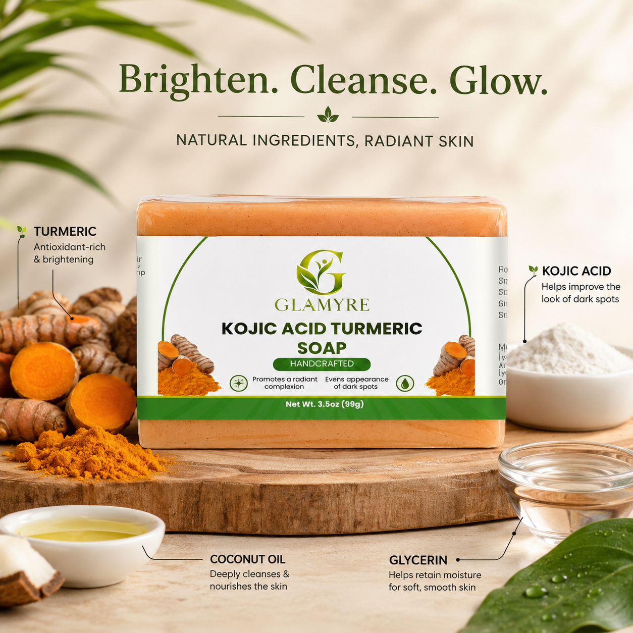 GLAMYRE Kojic Acid Turmeric Soap
