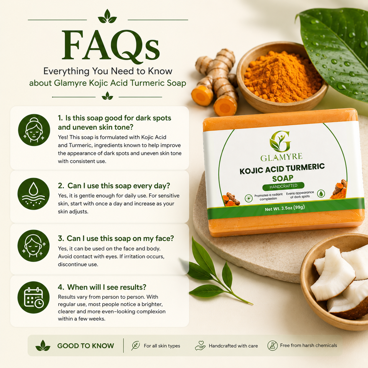 GLAMYRE Kojic Acid Turmeric Soap